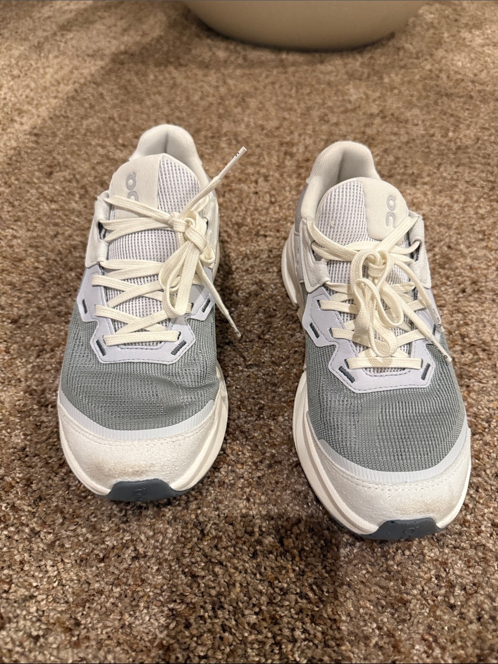 On Cloudrunning Women's Athletic Shoes in Light Gray and White